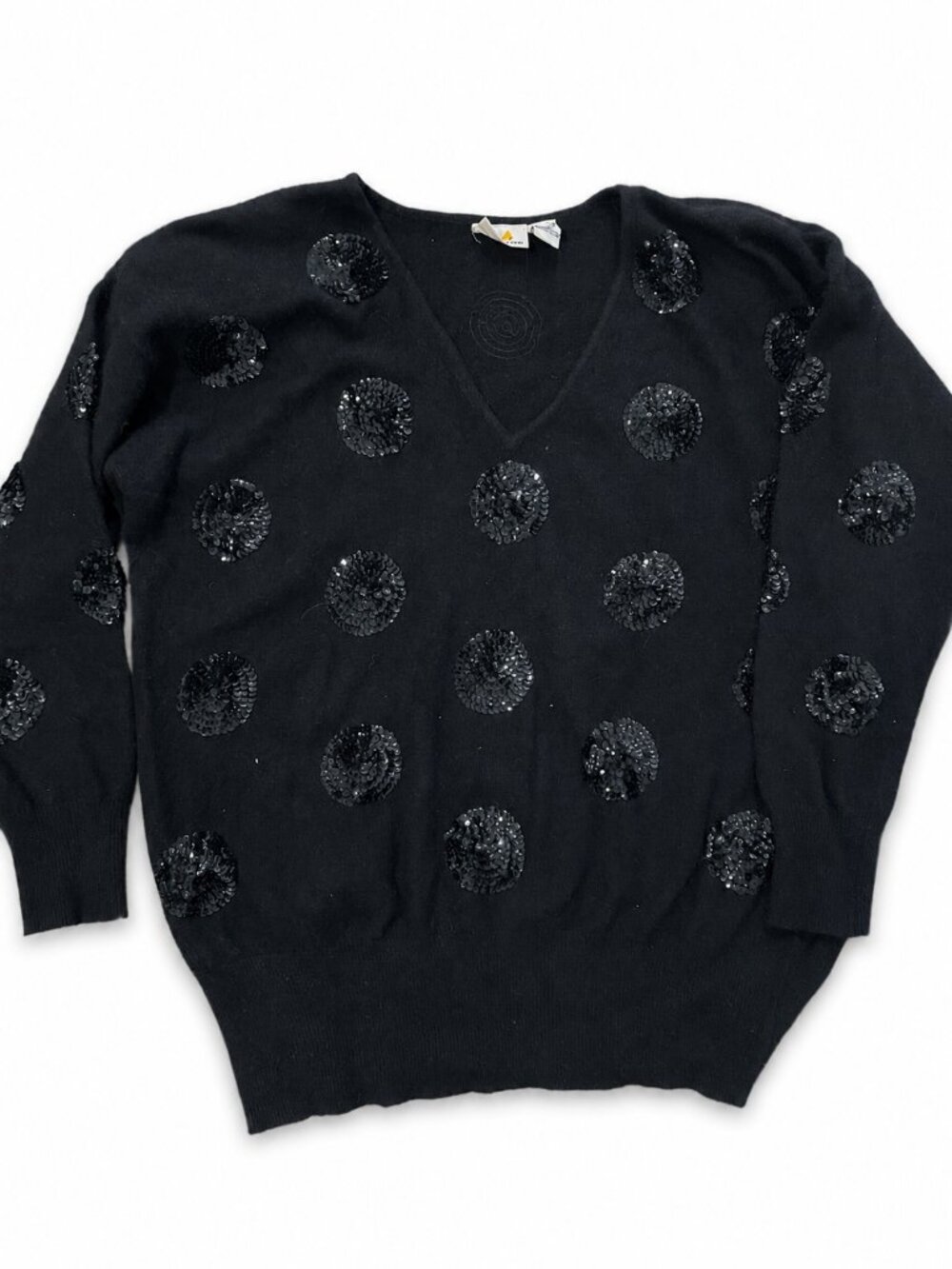 Vintage Liz Claiborne Black Lambswool Angora Sweater Size Medium